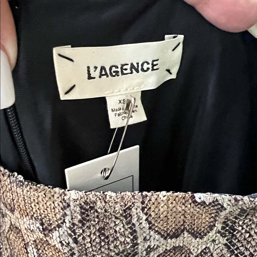 NWT $495 L'AGENCE Auden Snake Print Sequin Mini Dress Size XS - Picture 5 of 8